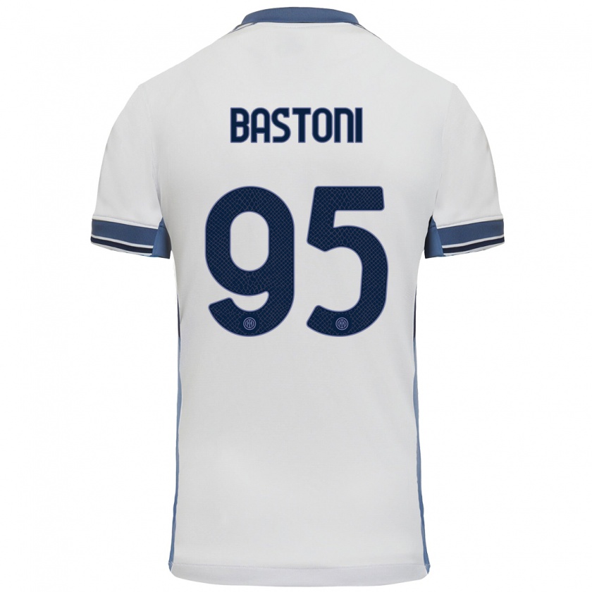 Kandiny Heren Alessandro Bastoni #95 Wit Grijs Uitshirt Uittenue 2024/25 T-Shirt