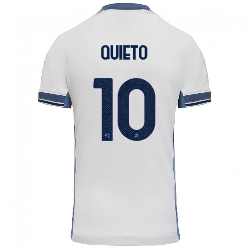 Kandiny Uomo Maglia Daniele Quieto #10 Bianco Grigio Kit Gara Away 2024/25 Maglietta