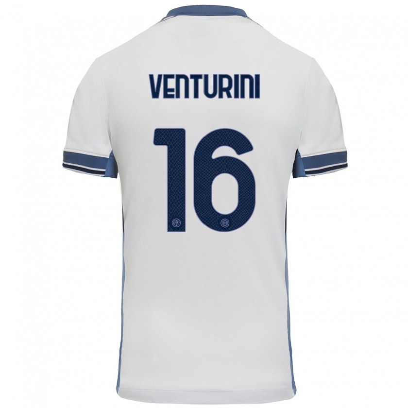 Kandiny Heren Matteo Venturini #16 Wit Grijs Uitshirt Uittenue 2024/25 T-Shirt