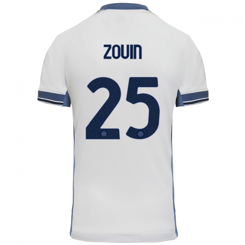 Kandiny Hombre Camiseta Aymen Zouin #25 Blanco Gris 2ª Equipación 2024/25 La Camisa México