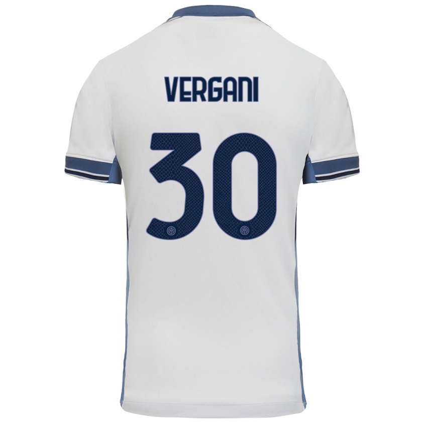 Kandiny Uomo Maglia Bianca Vergani #30 Bianco Grigio Kit Gara Away 2024/25 Maglietta