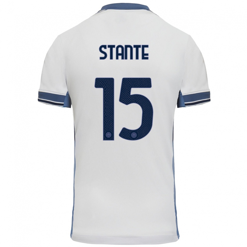 Kandiny Uomo Maglia Francesco Stante #15 Bianco Grigio Kit Gara Away 2024/25 Maglietta