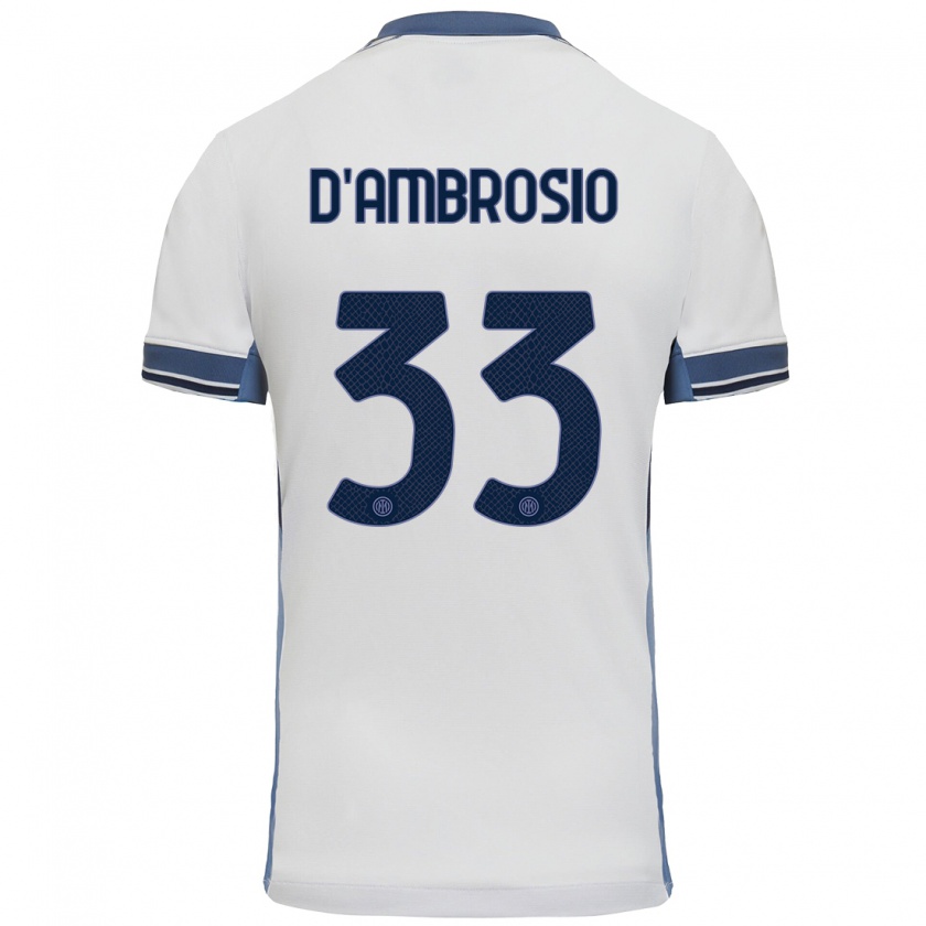 Kandiny Heren Danilo D'ambrosio #33 Wit Grijs Uitshirt Uittenue 2024/25 T-Shirt