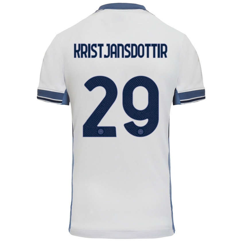 Kandiny Heren Anna Bjork Kristjansdottir #29 Wit Grijs Uitshirt Uittenue 2024/25 T-Shirt