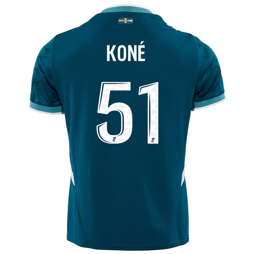 Kandiny Uomo Maglia Ismaël Koné #51 Turchese Blu Kit Gara Away 2024/25 Maglietta