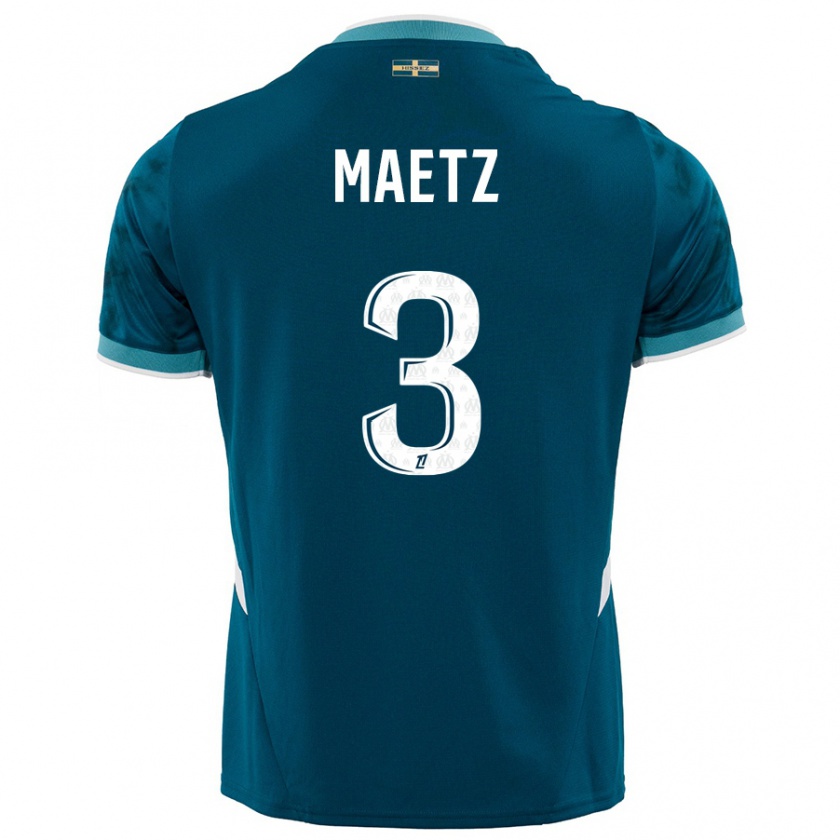 Kandiny Uomo Maglia Agathe Maetz #3 Turchese Blu Kit Gara Away 2024/25 Maglietta