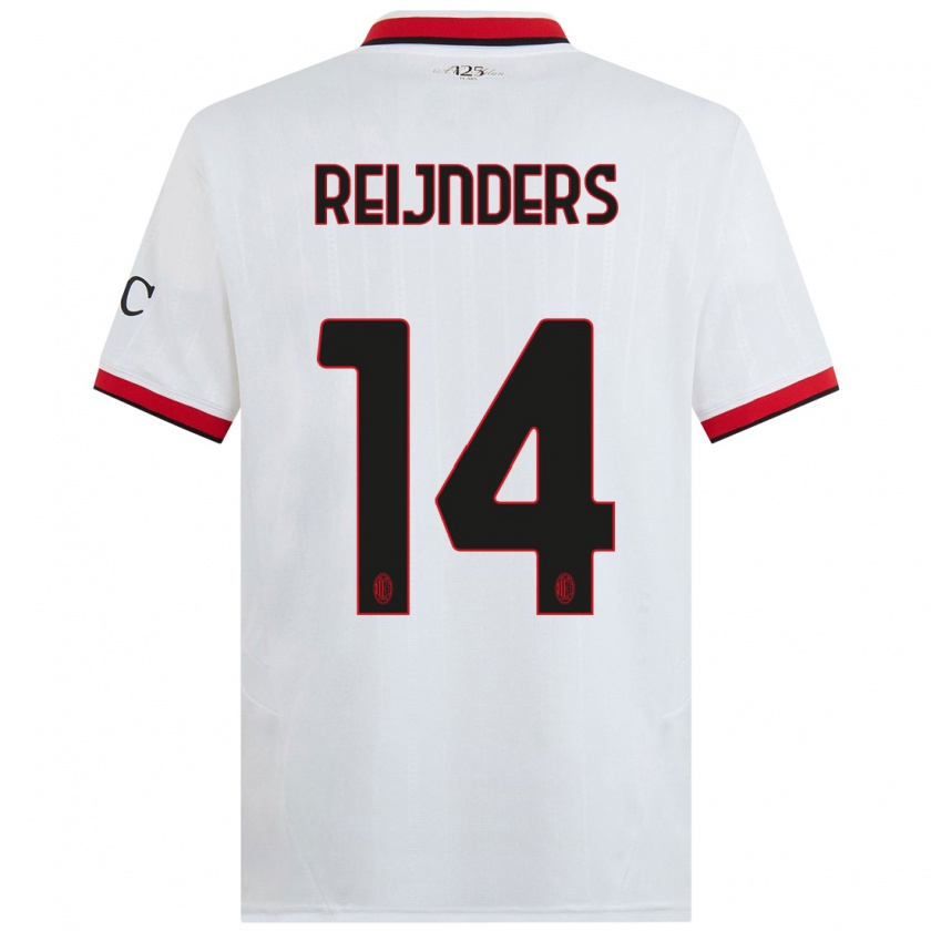 Kandiny Heren Tijjani Reijnders #14 Wit Zwart Rood Uitshirt Uittenue 2024/25 T-Shirt