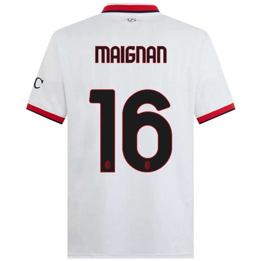 Kandiny Uomo Maglia Mike Maignan #16 Bianco Nero Rosso Kit Gara Away 2024/25 Maglietta