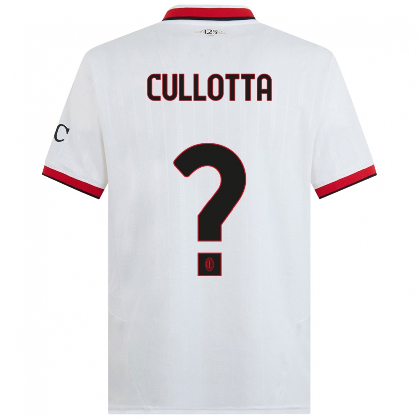 Kandiny Uomo Maglia Andrea Cullotta #0 Bianco Nero Rosso Kit Gara Away 2024/25 Maglietta