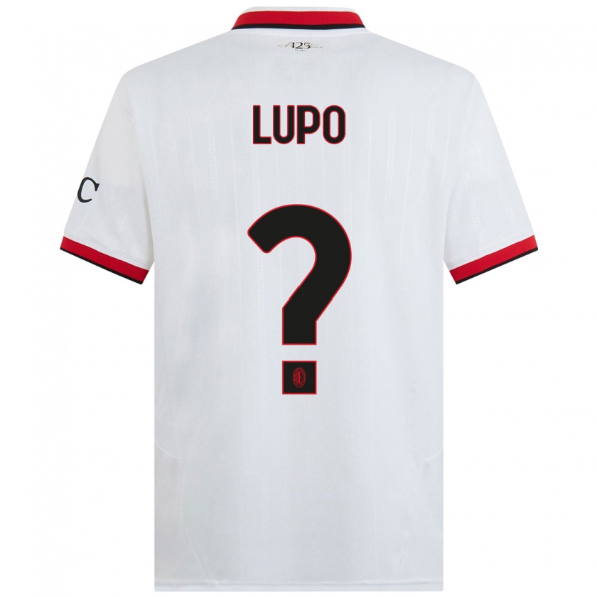 Kandiny Uomo Maglia Simone Lupo #0 Bianco Nero Rosso Kit Gara Away 2024/25 Maglietta