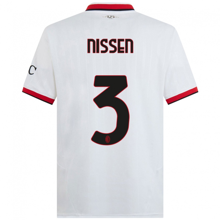 Kandiny Uomo Maglia Fredrik Nissen #3 Bianco Nero Rosso Kit Gara Away 2024/25 Maglietta