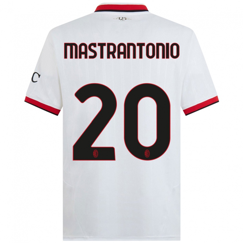 Kandiny Heren Davide Mastrantonio #20 Wit Zwart Rood Uitshirt Uittenue 2024/25 T-Shirt