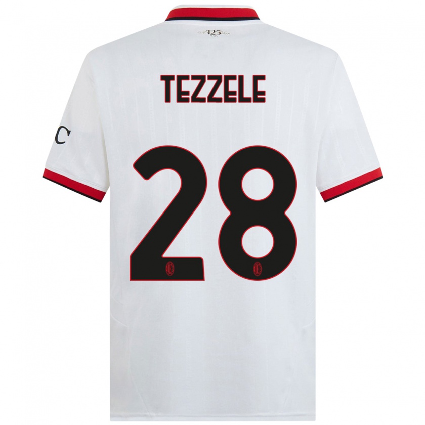 Kandiny Uomo Maglia Matteo Tezzele #28 Bianco Nero Rosso Kit Gara Away 2024/25 Maglietta