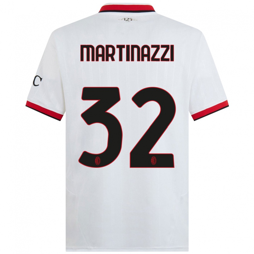 Kandiny Uomo Maglia Luca Martinazzi #32 Bianco Nero Rosso Kit Gara Away 2024/25 Maglietta