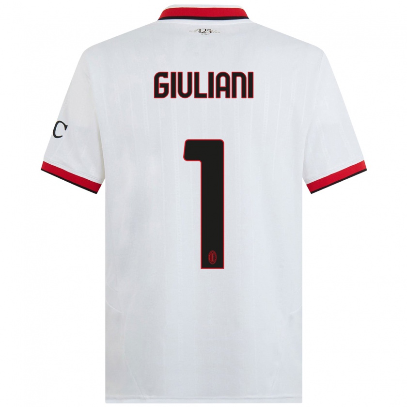 Kandiny Uomo Maglia Laura Giuliani #1 Bianco Nero Rosso Kit Gara Away 2024/25 Maglietta