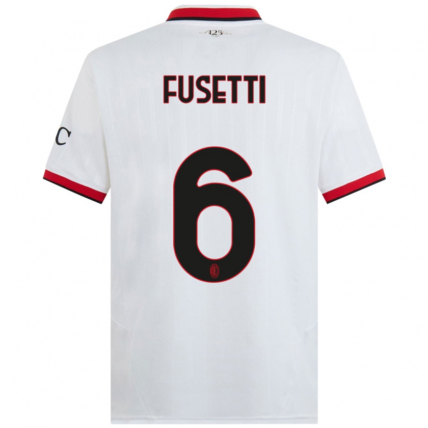 Kandiny Uomo Maglia Laura Fusetti #6 Bianco Nero Rosso Kit Gara Away 2024/25 Maglietta