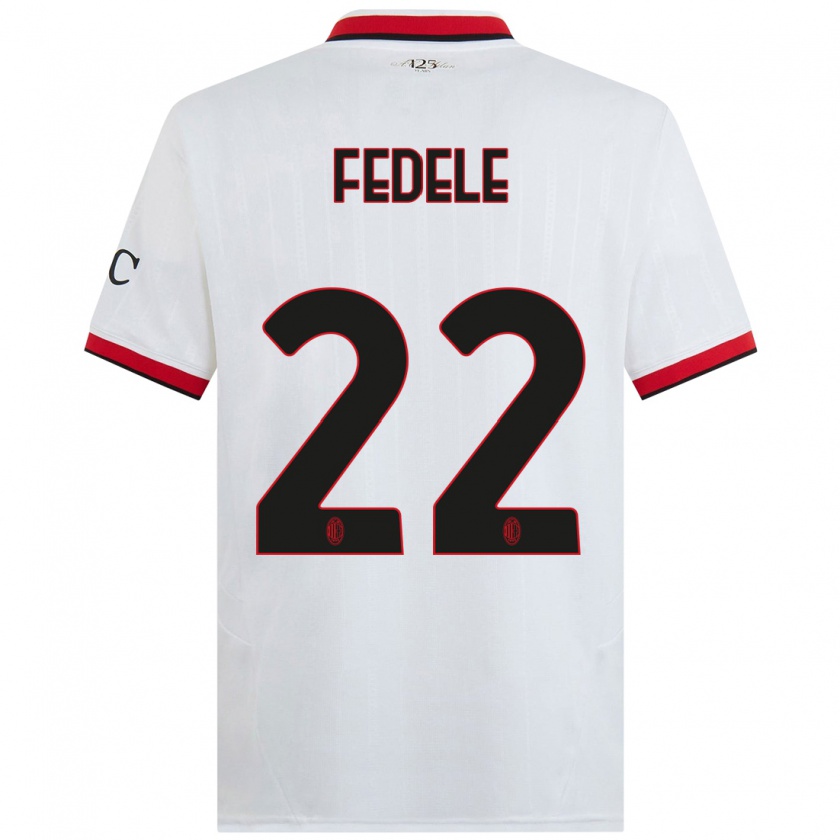 Kandiny Uomo Maglia Noemi Fedele #22 Bianco Nero Rosso Kit Gara Away 2024/25 Maglietta