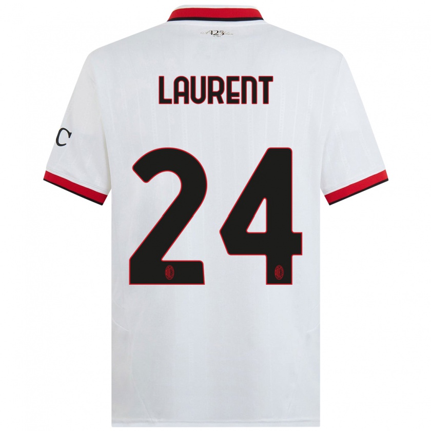 Kandiny Hombre Camiseta Emelyne Laurent #24 Blanco Negro Rojo 2ª Equipación 2024/25 La Camisa