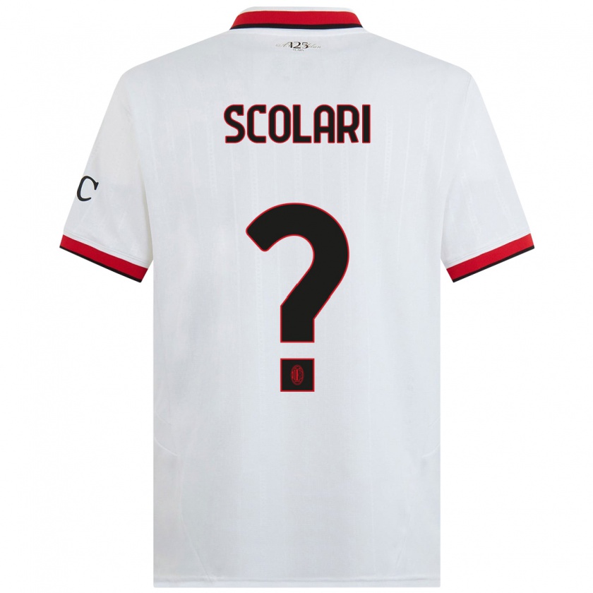 Kandiny Uomo Maglia Davide Scolari #0 Bianco Nero Rosso Kit Gara Away 2024/25 Maglietta