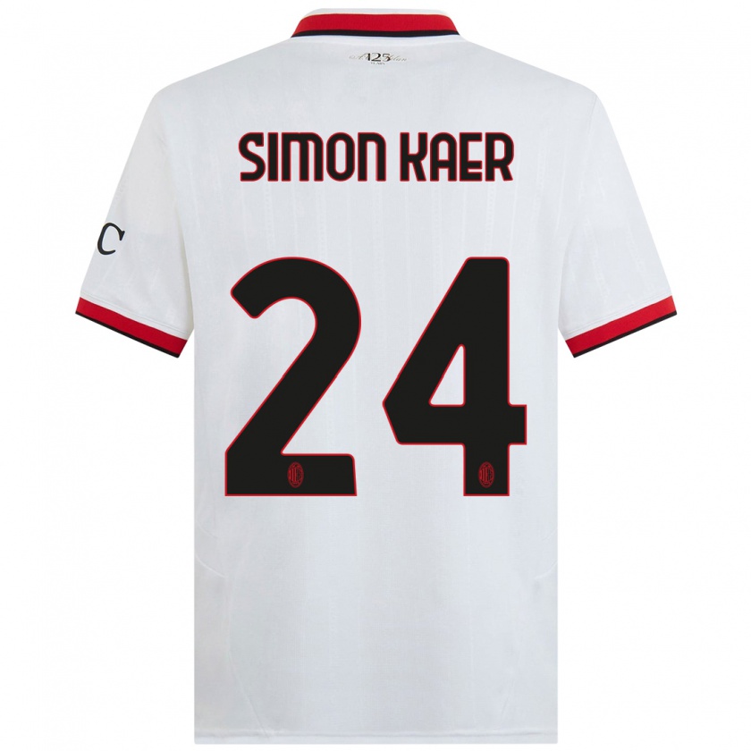 Kandiny Heren Simon Kaer #24 Wit Zwart Rood Uitshirt Uittenue 2024/25 T-Shirt