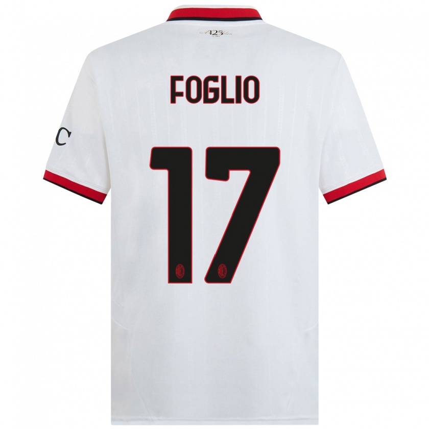 Kandiny Uomo Maglia Christian Foglio #17 Bianco Nero Rosso Kit Gara Away 2024/25 Maglietta