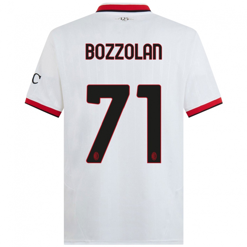 Kandiny Uomo Maglia Andrea Bozzolan #71 Bianco Nero Rosso Kit Gara Away 2024/25 Maglietta