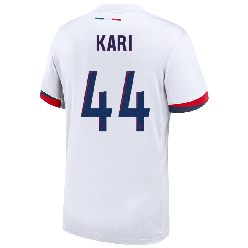 Kandiny Uomo Maglia Ayman Kari #44 Bianco Blu Rosso Kit Gara Away 2024/25 Maglietta