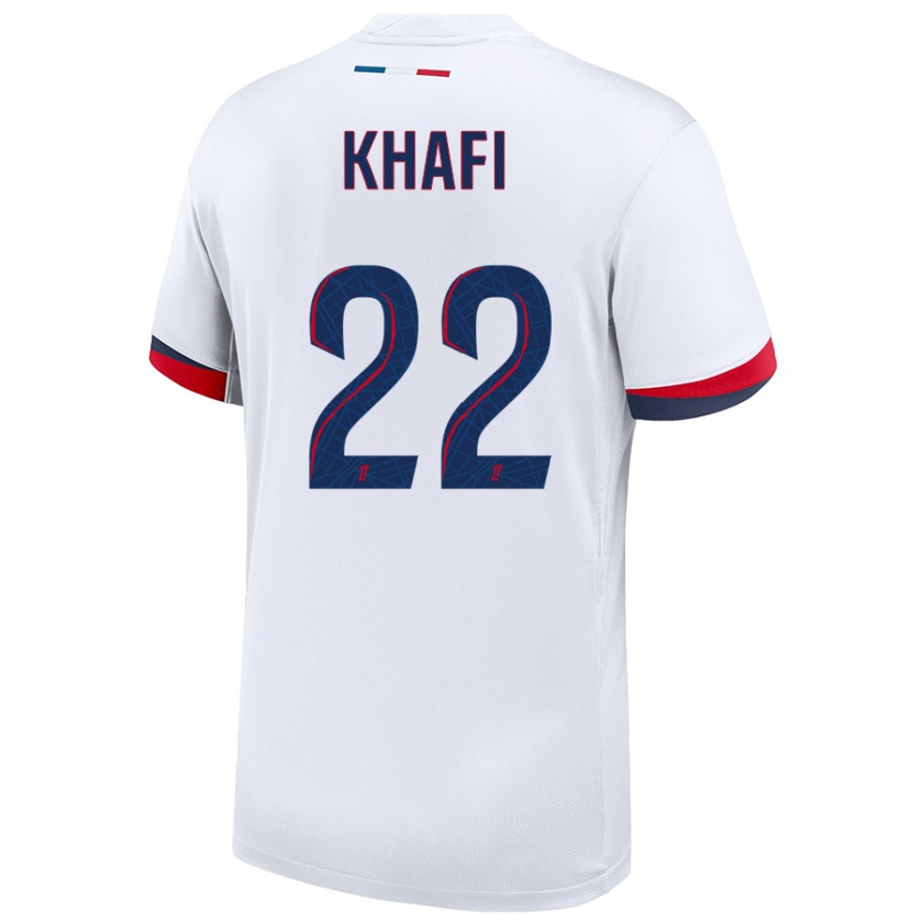 Kandiny Uomo Maglia Yanis Khafi #22 Bianco Blu Rosso Kit Gara Away 2024/25 Maglietta