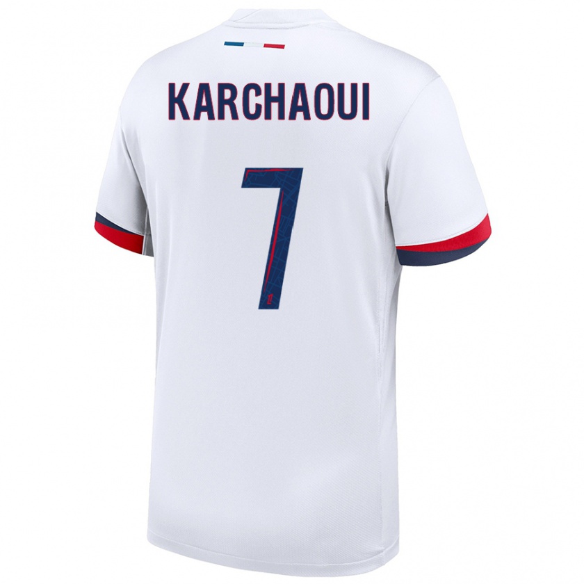 Kandiny Hombre Camiseta Sakina Karchaoui #7 Blanco Azul Rojo 2ª Equipación 2024/25 La Camisa México