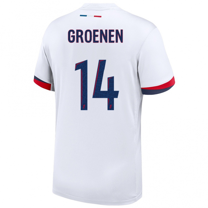 Kandiny Hombre Camiseta Jackie Groenen #14 Blanco Azul Rojo 2ª Equipación 2024/25 La Camisa México