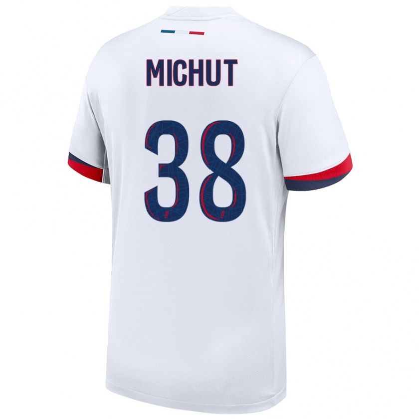 Kandiny Hombre Camiseta Edouard Michut #38 Blanco Azul Rojo 2ª Equipación 2024/25 La Camisa México