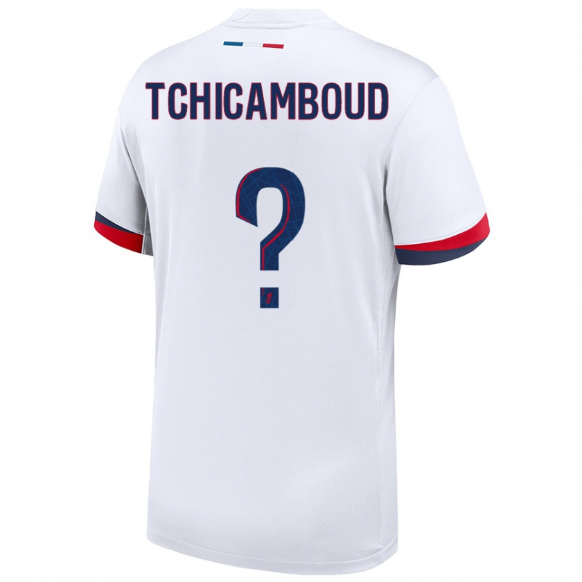 Kandiny Uomo Maglia Queyrell Tchicamboud #0 Bianco Blu Rosso Kit Gara Away 2024/25 Maglietta