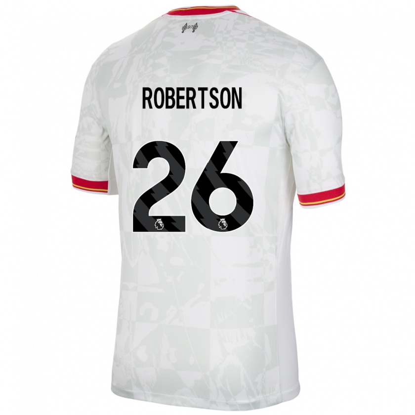 Kandiny Hombre Camiseta Andrew Robertson #26 Blanco Rojo Negro Equipación Tercera 2024/25 La Camisa