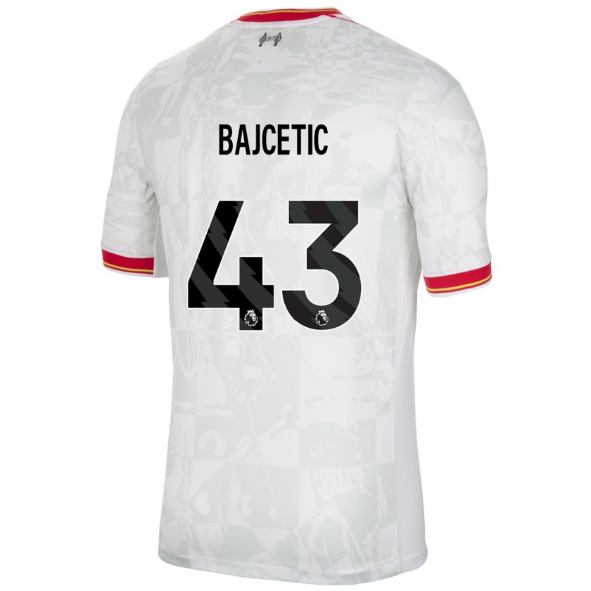 Kandiny Hombre Camiseta Stefan Bajcetic #43 Blanco Rojo Negro Equipación Tercera 2024/25 La Camisa