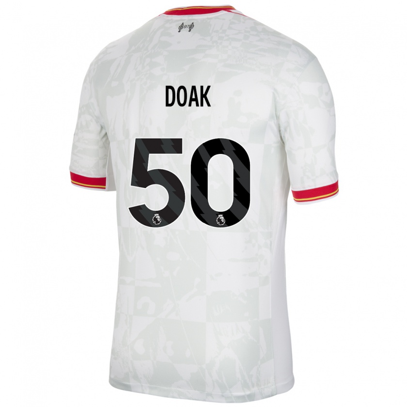 Kandiny Uomo Maglia Ben Doak #50 Bianco Rosso Nero Kit Gara Third 2024/25 Maglietta