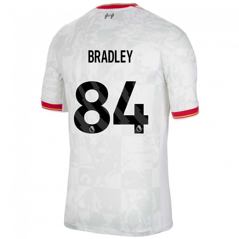 Kandiny Hombre Camiseta Conor Bradley #84 Blanco Rojo Negro Equipación Tercera 2024/25 La Camisa