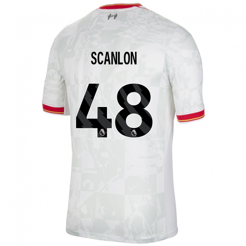 Kandiny Uomo Maglia Calum Scanlon #48 Bianco Rosso Nero Kit Gara Third 2024/25 Maglietta