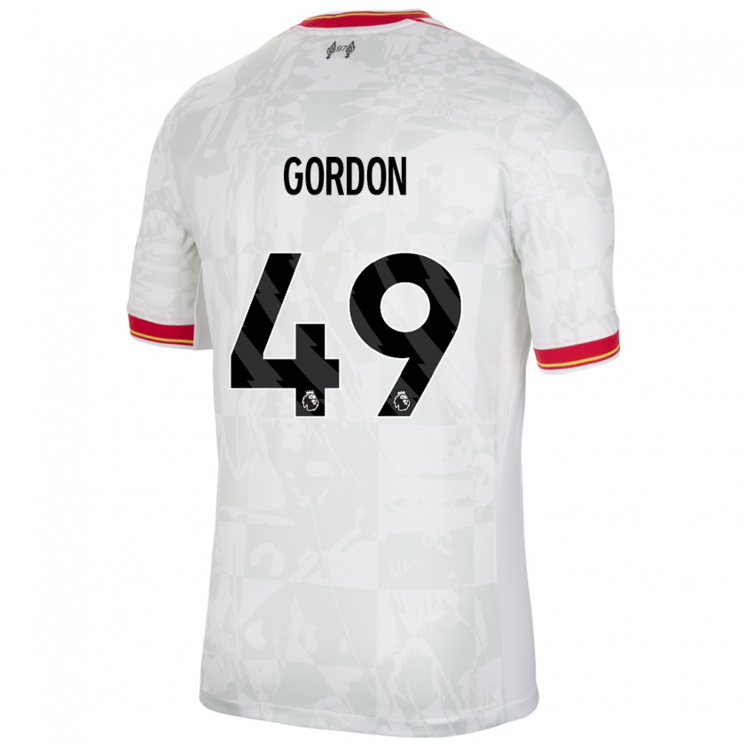 Kandiny Heren Kaide Gordon #49 Wit Rood Zwart Thuisshirt Derde Tenue 2024/25 T-Shirt België