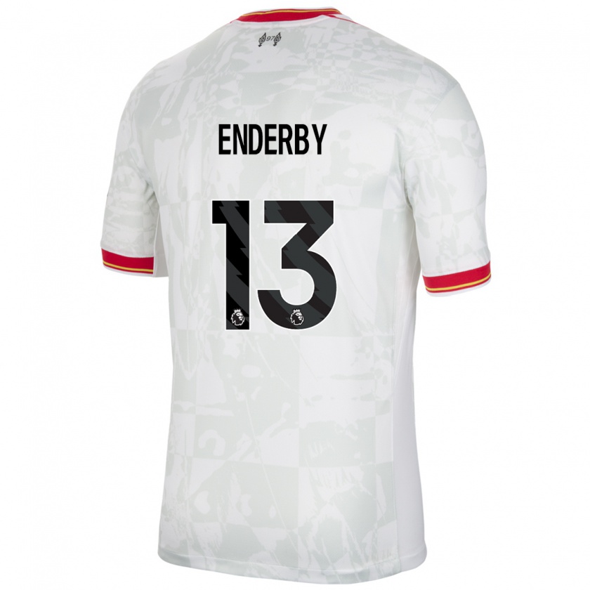 Kandiny Uomo Maglia Mia Enderby #13 Bianco Rosso Nero Kit Gara Third 2024/25 Maglietta