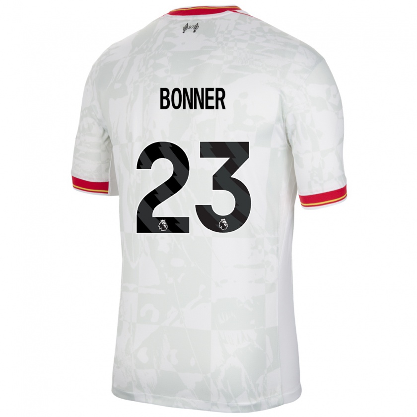 Kandiny Hombre Camiseta Gemma Bonner #23 Blanco Rojo Negro Equipación Tercera 2024/25 La Camisa