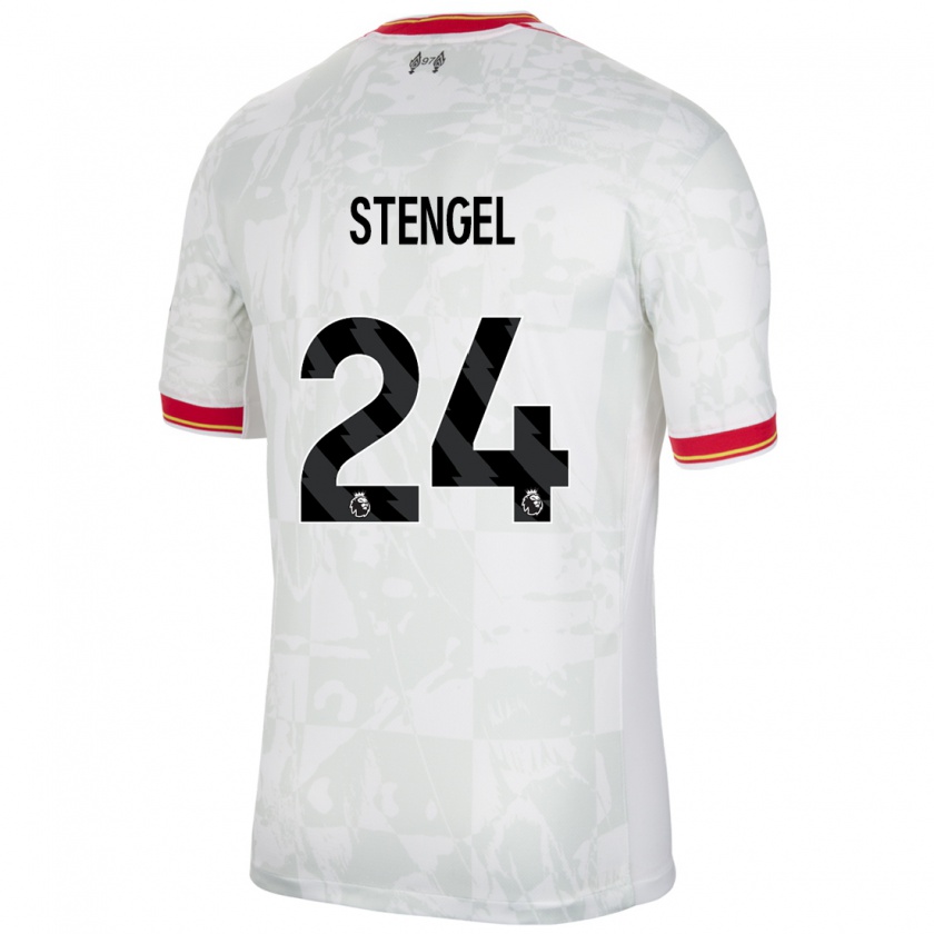 Kandiny Uomo Maglia Katie Stengel #24 Bianco Rosso Nero Kit Gara Third 2024/25 Maglietta