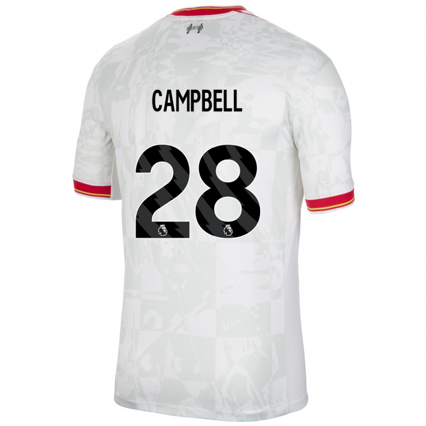 Kandiny Uomo Maglia Megan Campbell #28 Bianco Rosso Nero Kit Gara Third 2024/25 Maglietta