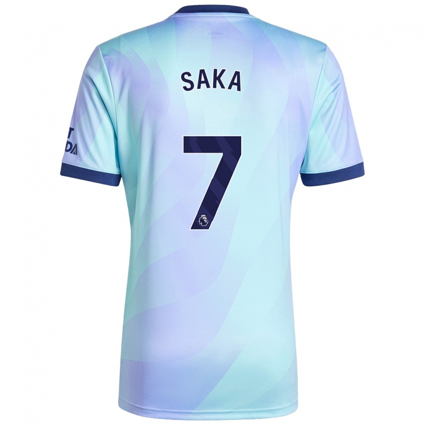 Kandiny Heren Bukayo Saka #7 Aqua Thuisshirt Derde Tenue 2024/25 T-Shirt