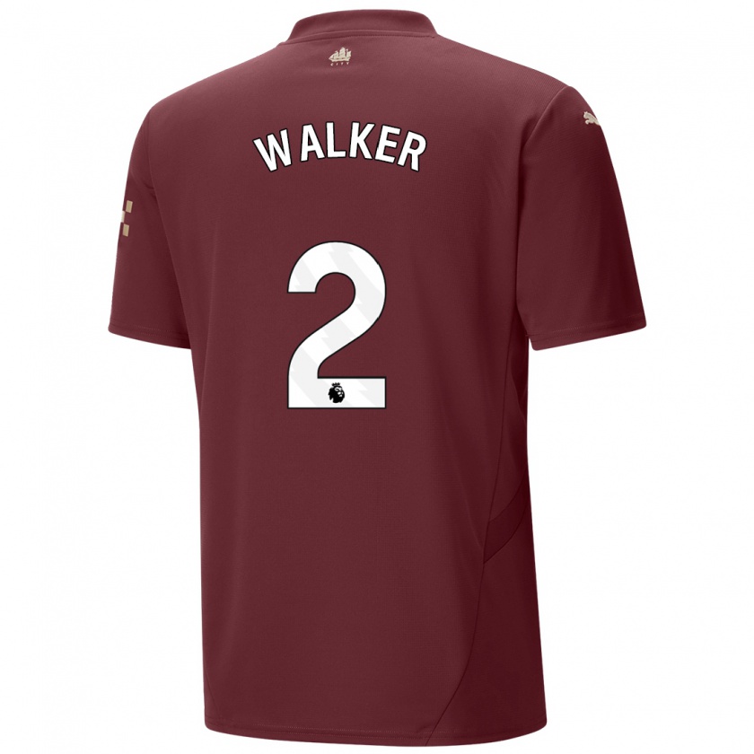 Kandiny Hombre Camiseta Kyle Walker #2 Granate Equipación Tercera 2024/25 La Camisa