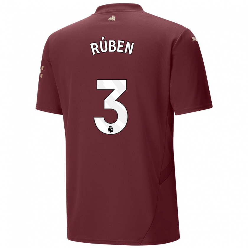 Kandiny Heren Rúben Dias #3 Kastanjebruin Thuisshirt Derde Tenue 2024/25 T-Shirt