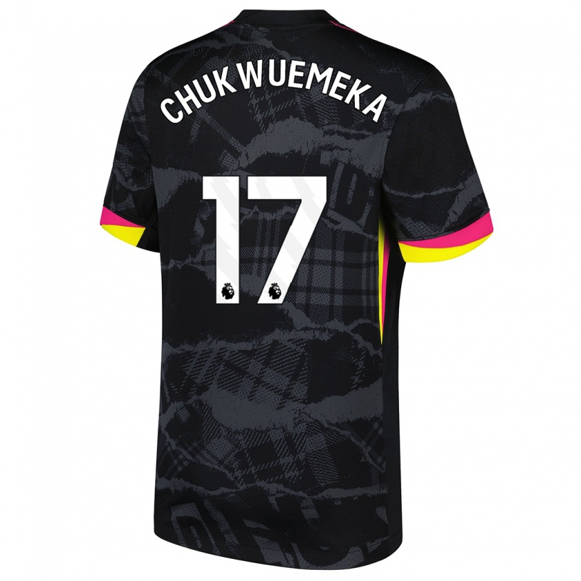 Kandiny Herren Carney Chukwuemeka #17 Schwarz Rosa Ausweichtrikot Trikot 2024/25 T-Shirt Österreich