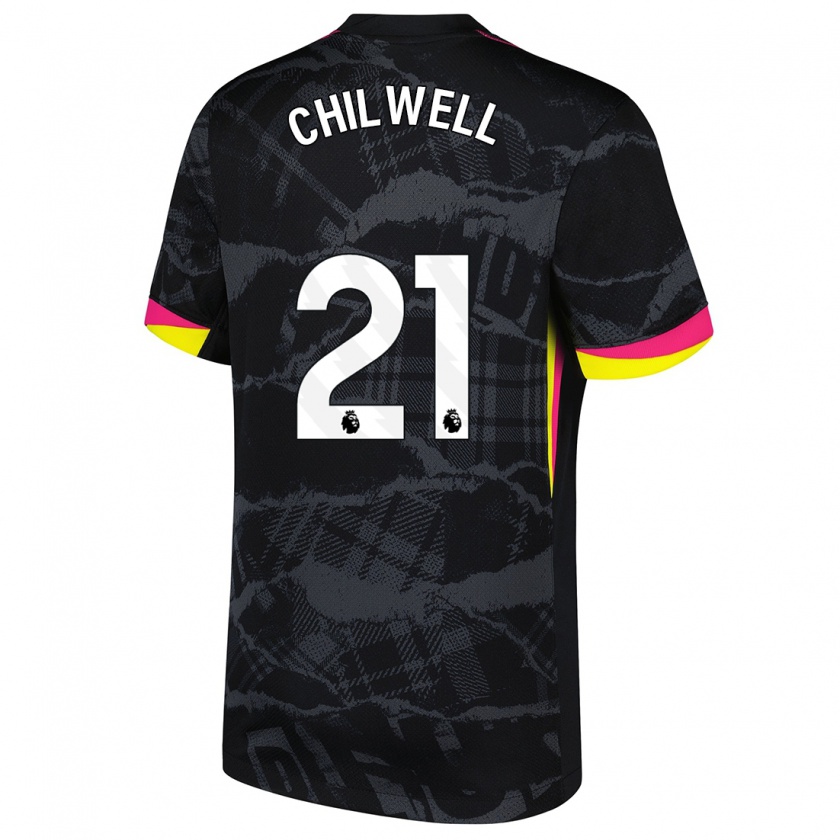 Kandiny Heren Ben Chilwell #21 Zwartroze Thuisshirt Derde Tenue 2024/25 T-Shirt