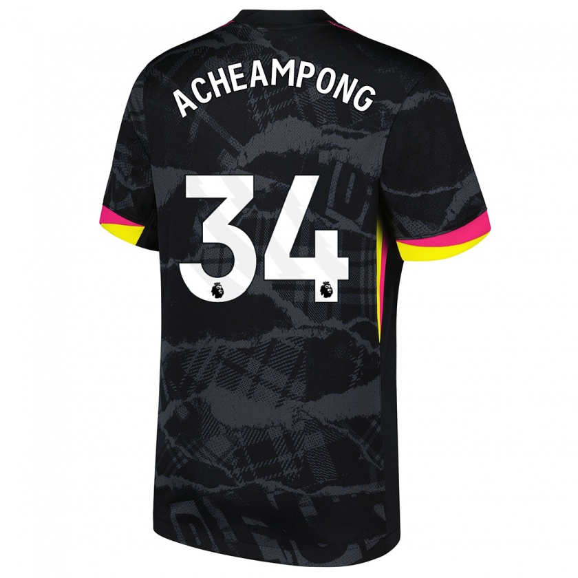 Kandiny Uomo Maglia Josh Acheampong #34 Nero Rosa Kit Gara Third 2024/25 Maglietta