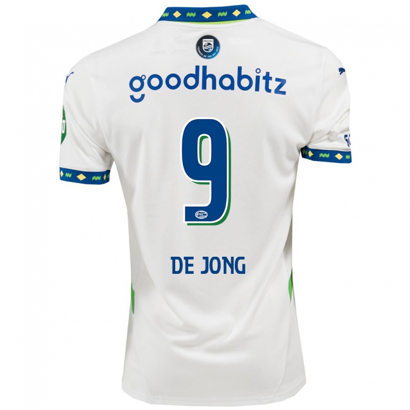 Kandiny Heren Luuk De Jong #9 Wit Donkerblauw Thuisshirt Derde Tenue 2024/25 T-Shirt