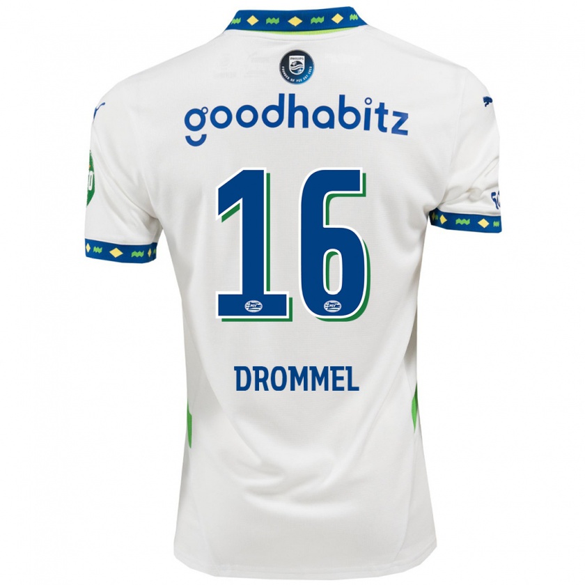 Kandiny Heren Joël Drommel #16 Wit Donkerblauw Thuisshirt Derde Tenue 2024/25 T-Shirt België